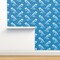 Blue Dinosaur Tyrannosaurus Rex Trex Dino Bones Kid Small Scale Jurassic Custom Removable Wallpaper by Spoonflower Peel & Stick Wallpaper 2FT Wide